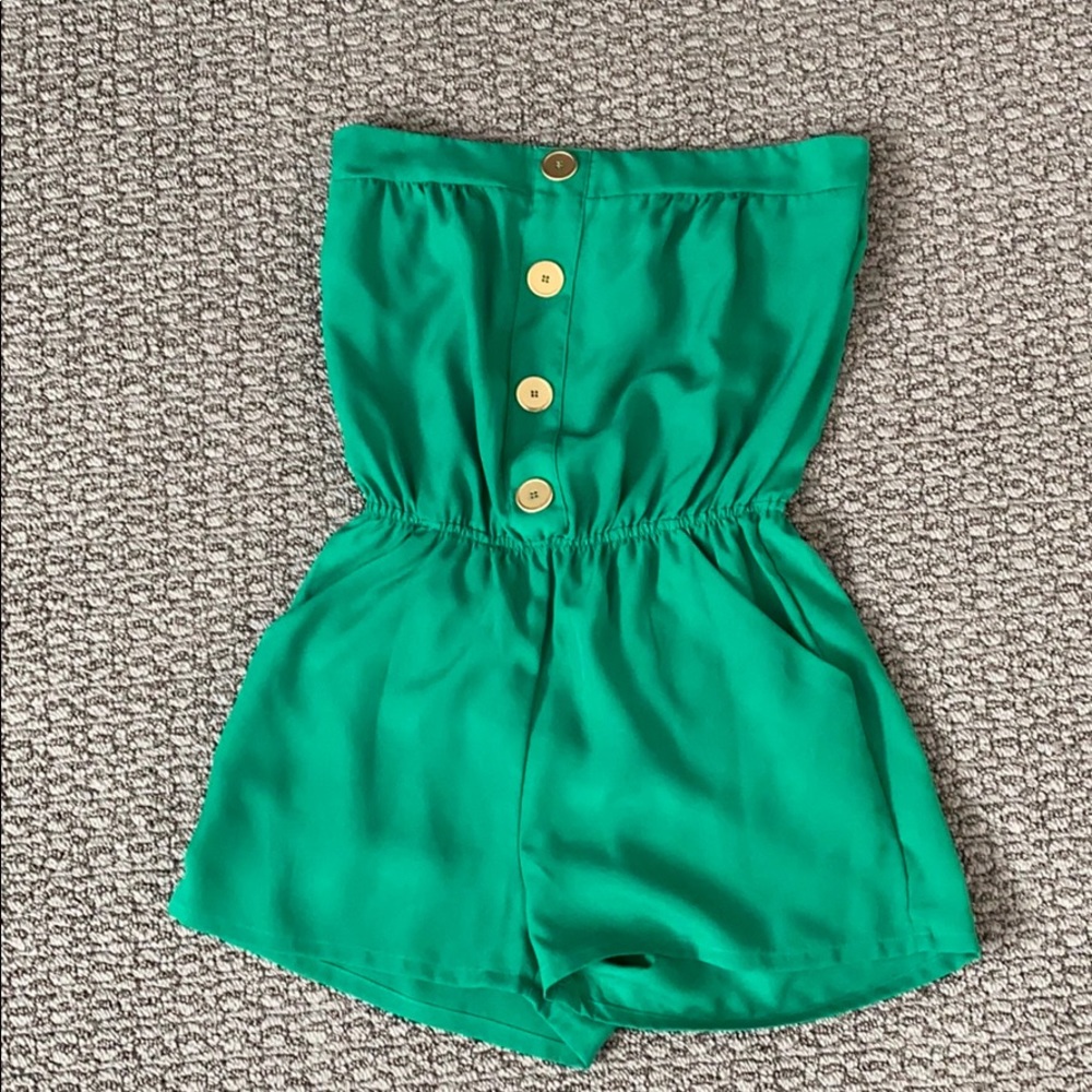 Green Strapless romper